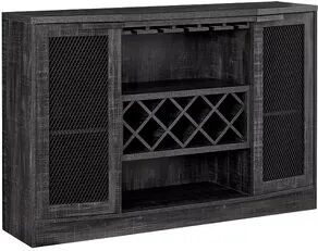 Home Source Curved Bar Server Storage Cabinet, Black