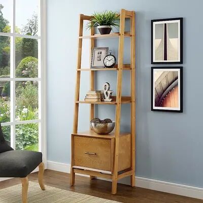 Crosley Furniture Landon Small Ladder Bookshelf, Brown