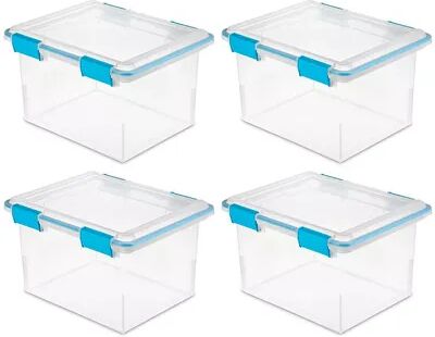 Sterilite 32 Quart Clear Plastic Stacking Storage Container w/Gasket Lid (4Pack), Clrs