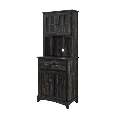 Home Source Microwave Stand Storage Cabinet, Black