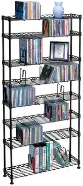 Atlantic 8-Tier Multimedia Storage Shelf, Black, Furniture