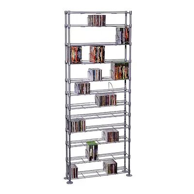 Atlantic 12-Tier Multimedia Storage Shelf, Grey, Furniture