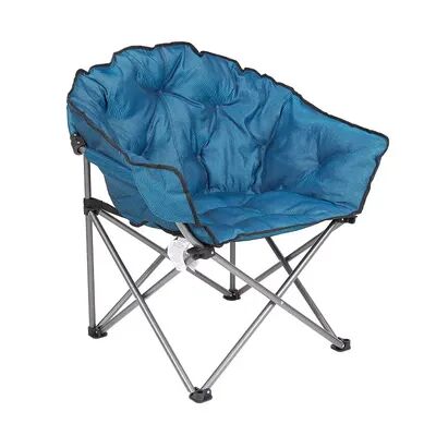 Mac Sports Folding Portable Padded Outdoor Club Camping Chair with Bag, Blue