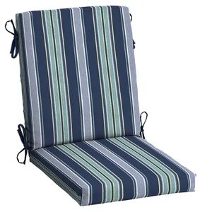 Arden Selections Aurora Stripe Outdoor High Back Dining Chair Cushion, Blue, 44X20