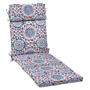 Arden Selections Diamond Geo Outdoor Chaise Lounge Cushion, Blue, 72X21