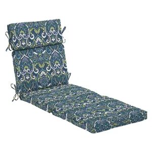 Arden Selections Aurora Damask Outdoor Chaise Lounge Cushion, Blue, 77X22