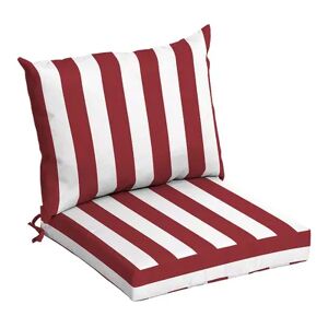 Arden Selections Cabana Stripe Outdoor Dining Chair Cushion Set, Red, 21X21