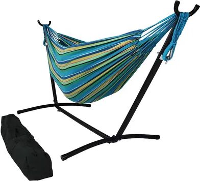 SUNNYDAZE DECOR Sunnydaze Cotton Hammock with Steel Stand and Carrying Case - Sea Grass, Green