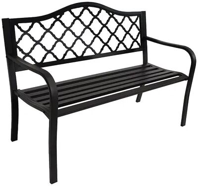 SUNNYDAZE DECOR Sunnydaze 2-Person Lattice Cast Iron Outdoor Garden Bench - Black, Grey