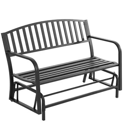 Outsunny Patio Glider Bench Outdoor Swing Rocking Chair Loveseat with Power Coated Sturdy Steel Frame Black, Grey