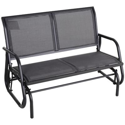 Outsunny 2 Person Outdoor Glider Bench Patio Double Swing Rocking Chair Loveseat w/Power Coated Steel Frame for Backyard Garden Porch Grey