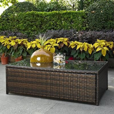 Modern Marketing Concepts Crosley Furniture Palm Harbor Patio Wicker Coffee Table, Brown