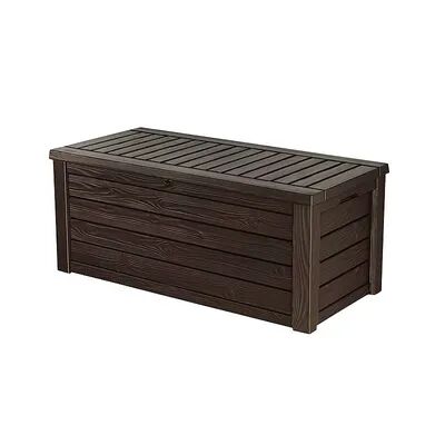Keter Westwood Outdoor Deck Storage Box for Yard Tools, 150 Gallon, Espresso, Brown