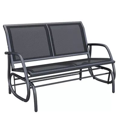 Outsunny 2 Person Outdoor Glider Bench Patio Double Swing Rocking Chair Loveseat w/Power Coated Steel Frame for Backyard Garden Porch Grey, Dark Gray