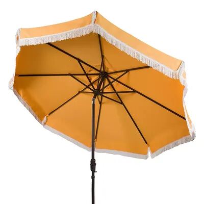 Safavieh 9-ft. Fringe Trim Outdoor Patio Umbrella, Yellow