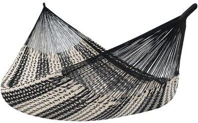 SUNNYDAZE DECOR Sunnydaze 2-Person Cotton and Nylon Woven Fabric Hammock - Black and White, Beige