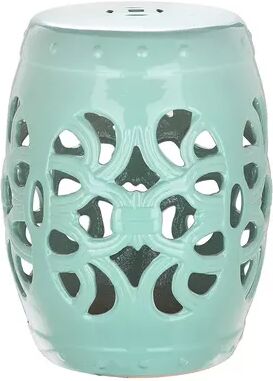 Safavieh Imperial Vine Ceramic Garden Stool, Light Blue, Furniture