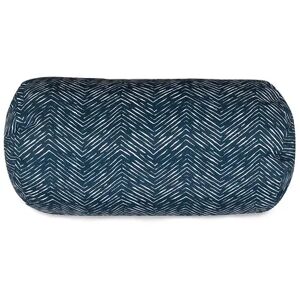Majestic Home Goods Herringbone Indoor Outdoor Bolster Pillow, Blue, Pouf