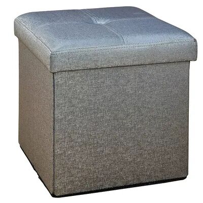 Simplify Faux Leather Folding Storage Ottoman Cube, Grey