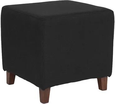 Emma+Oliver Emma and Oliver Taut Upholstered Cube Ottoman Pouf in Black Fabric, Grey