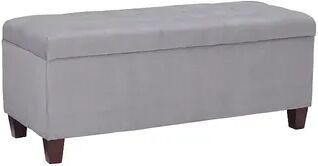 Linon Carmen Shoe Storage Ottoman, Grey, Furniture