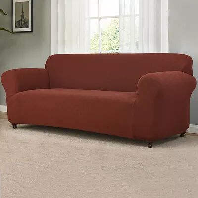 Madison Checkerboard Sofa Slipcover, Dark Red