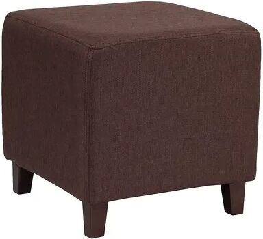 Emma+Oliver Emma and Oliver Taut Upholstered Cube Ottoman Pouf in Black Fabric, Red/Coppr