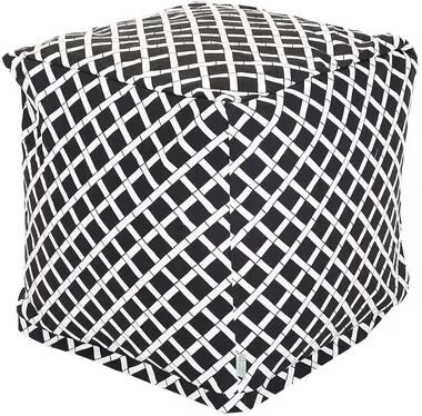 Unbranded Majestic Home Goods Geometric Indoor Outdoor Small Cube Ottoman, Black, Pouf