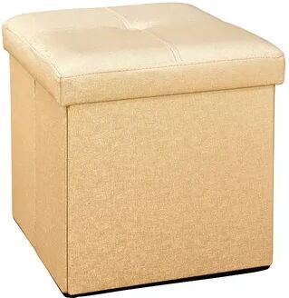 Simplify Faux Leather Folding Storage Ottoman Cube, Gold