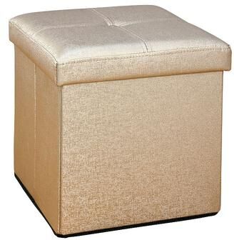 Simplify Faux Leather Folding Storage Ottoman Cube, Brown