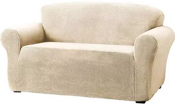 Stretch Sensations Stretch Sherpa Sofa Furniture Slipcover, Beig/Green