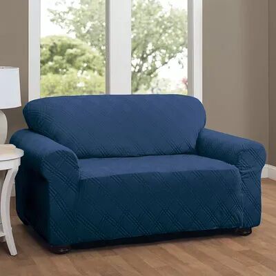 Stretch Sensations Stretch Double Diamond Sofa Slipcover, Blue