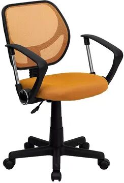 Emma+Oliver Emma and Oliver Low Back Black Mesh Swivel Curved Square Back Task Office Chair, Arms, Drk Orange