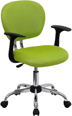 Emma+Oliver Emma and Oliver Mid-Back Gray Mesh Padded Swivel Task Office Chair and Arms, Green