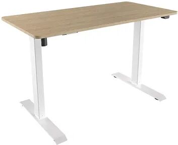 Techni Mobili Oak Finish Adjustable Sit to Stand Desk, Beig/Green