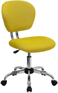 Emma+Oliver Emma and Oliver Mid-Back Orange Mesh Swivel Task Office Chair with Chrome Base, Yellow