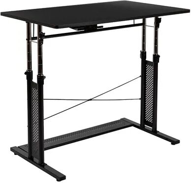 Flash Furniture Height Adjustable Sit to Stand Home Office Desk, Black