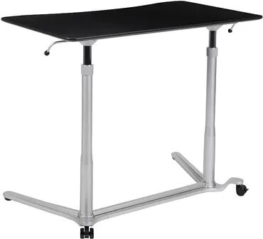 Emma+Oliver Emma and Oliver Sit-Down, Stand-Up Cherry Ergonomic Computer Desk - Standing Desk, Grey