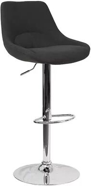 Emma+Oliver Emma and Oliver Black Fabric Adjustable Height Gas Lift Swivel Bar Stool - Kitchen Dining Stool, Oxford