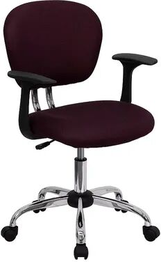 Emma+Oliver Emma and Oliver Mid-Back Gray Mesh Padded Swivel Task Office Chair and Arms, Red