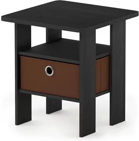 Furinno 11157AM-MBR Andrey End Table Nightstand with Bin Drawer, Americano & Medium Brown, MULTI NONE