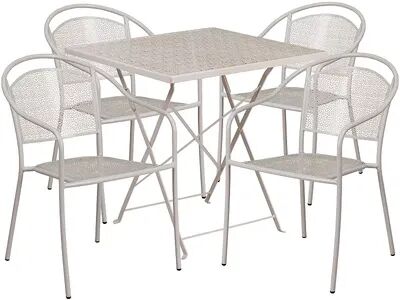 Flash Furniture Indoor / Outdoor Commercial Square Folding Patio Table & Chair 5-piece Set, Grey