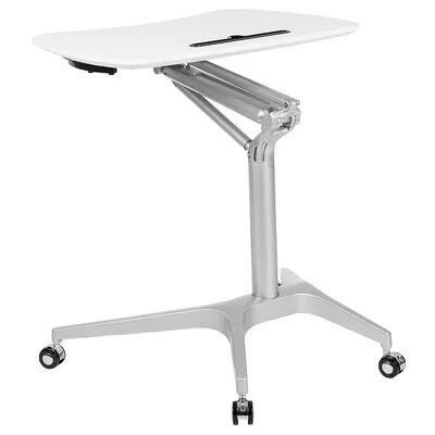 Emma+Oliver Emma and Oliver Mobile Sit-Down, Stand-Up Black Ergonomic Computer Desk - Standing Desk, White