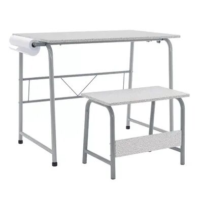 SD Studio Designs Kids Project Center Includes Art Learning Table with Bench - Gray and Spatter Gray, Beige Over