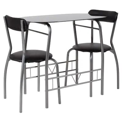 Flash Furniture Sutton Bistro Table and Dining Chair 3-piece Set, Black