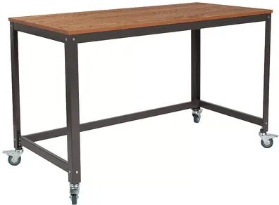 Flash Furniture Livingston Collection Computer Table and Desk, Brown