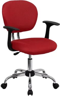 Emma+Oliver Emma and Oliver Mid-Back Gray Mesh Padded Swivel Task Office Chair and Arms, Brt Red