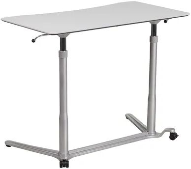 Emma+Oliver Emma and Oliver Sit-Down, Stand-Up Light Gray Computer Ergonomic Desk, Grey