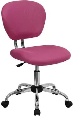 Emma+Oliver Emma and Oliver Mid-Back Orange Mesh Swivel Task Office Chair with Chrome Base, Med Pink