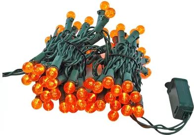 Lumabase Electric String Lights & Orange Plastic Globe Lights